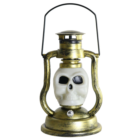 Halloween Colorful Skull Vintage Oil Lamp - Gold/Colorful LED