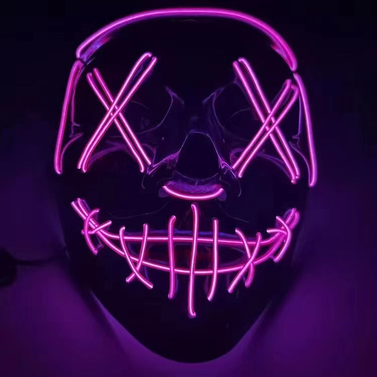 LED Glowing Black V Mask Pink