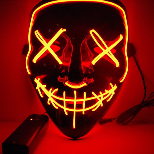 LED Glowing Black V Mask Red