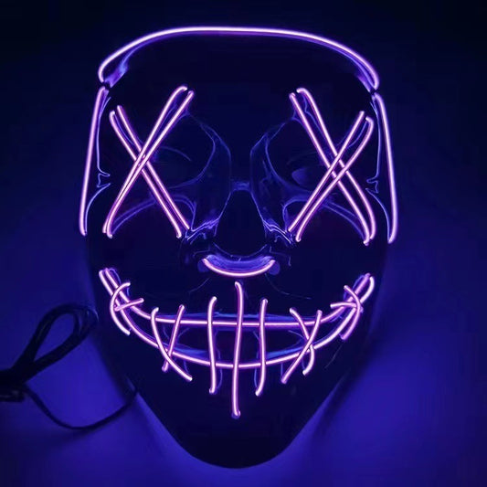 LED Glowing Black V Mask Purple